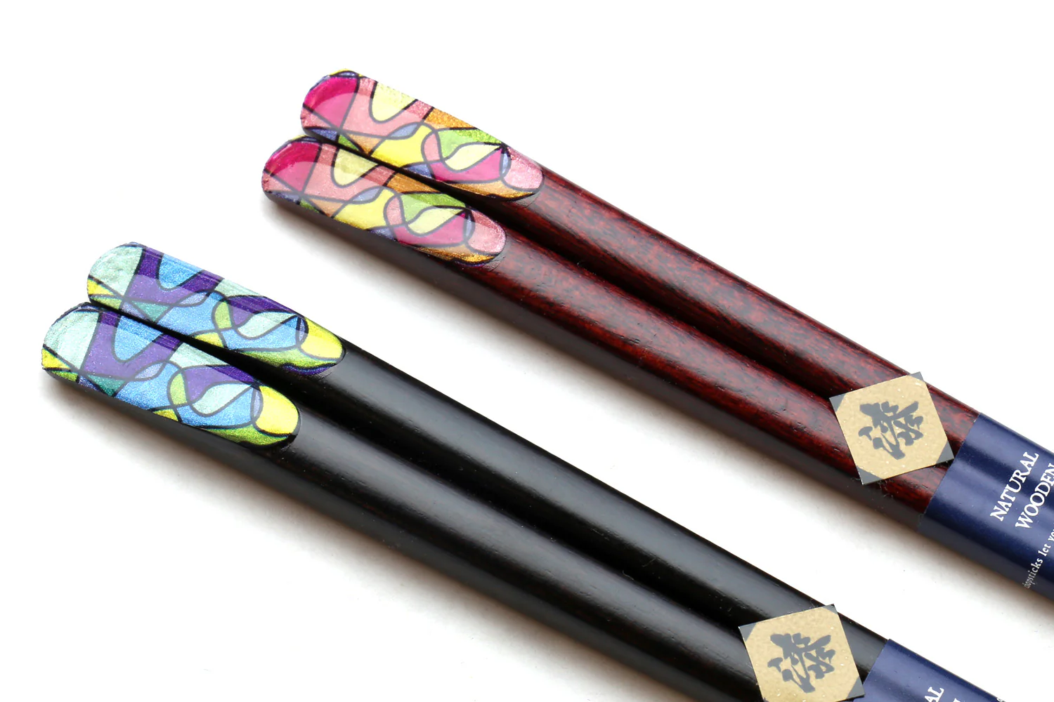 Japanese Premium Chopsticks Fukiurushi Lacquered Retro Graphic With Paulownia Wooden Box - Image 3