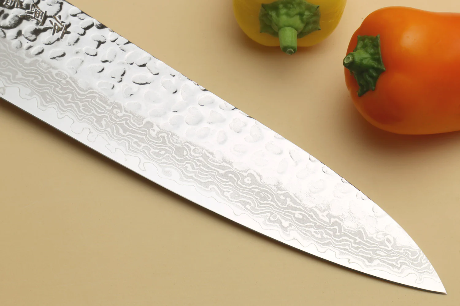 Yoshihiro VG-10 46 Layers Hammered Damascus Gyuto Japanese Chefs Knife (Octagonal Shitan Rosewood Handle) - Image 4