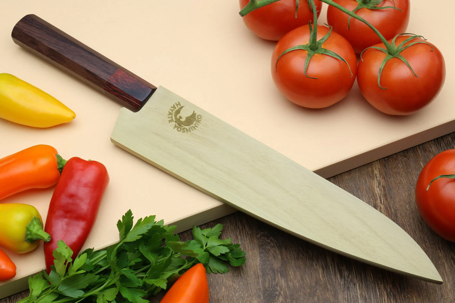 Yoshihiro VG-10 46 Layers Hammered Damascus Gyuto Japanese Chefs Knife (Octagonal Shitan Rosewood Handle) - Image 6