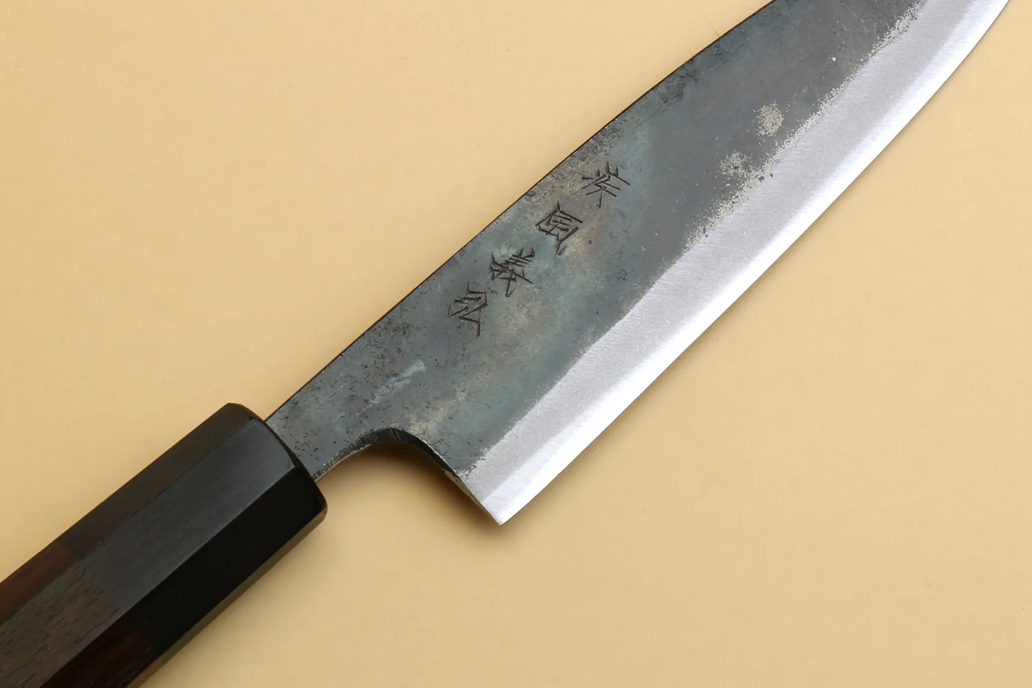 Yoshihiro Aogami Super Blue High Carbon Steel Kurouchi Petty Utility Knife with Shitan Wood Handle - Image 3