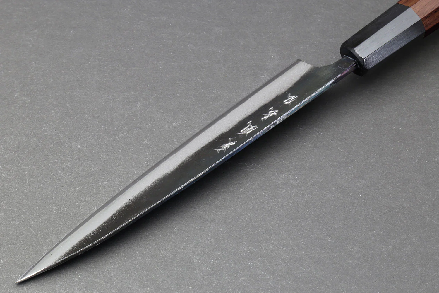 Yoshihiro Aogami Super Blue High Carbon Steel Kurouchi Petty Utility Knife with Shitan Wood Handle - Image 5