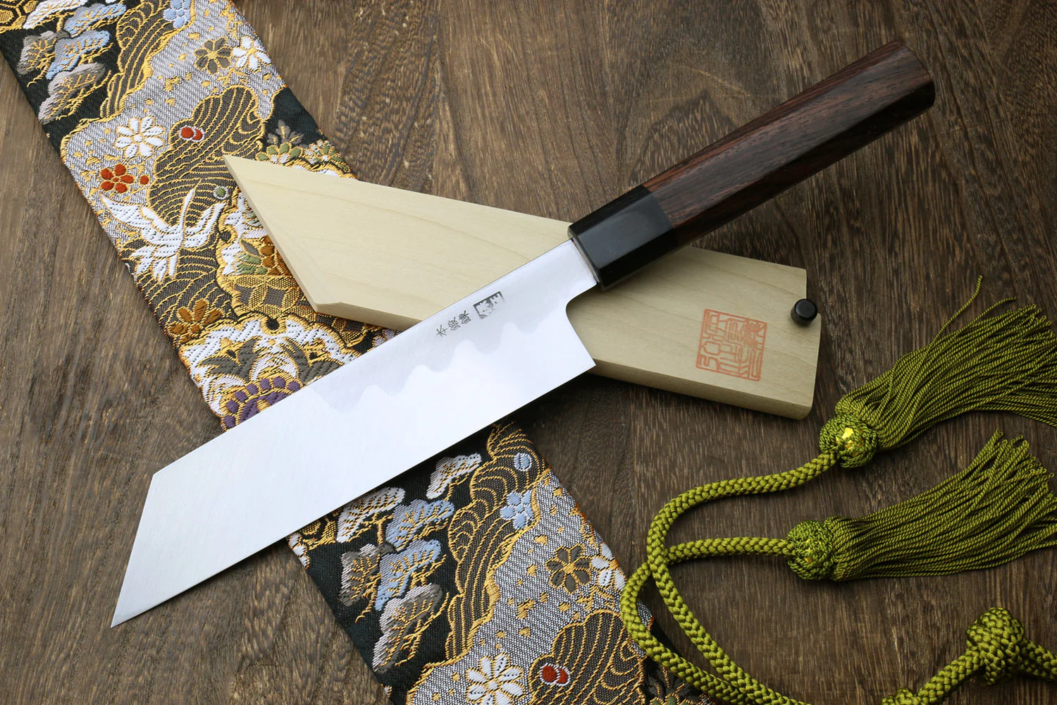 Yoshihiro Aonamiuchi Blue Steel #1 Kenmuki Japanese Single Edged Vegetable Knife - Image 2