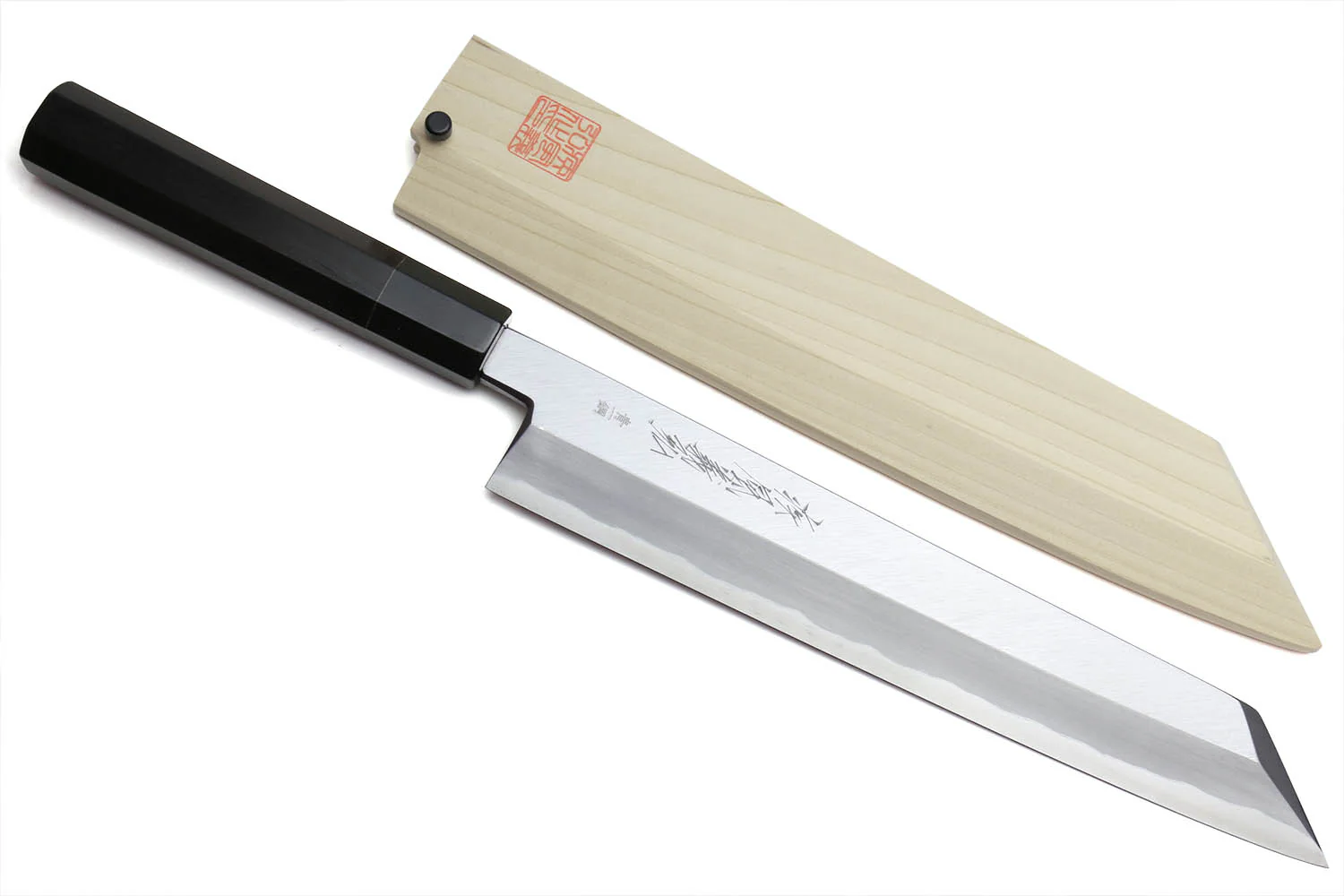 Yoshihiro Aonamiuchi Blue Steel #1 Kiritsuke Multipurpose Chef Knife with Ebony Handle - Image 9