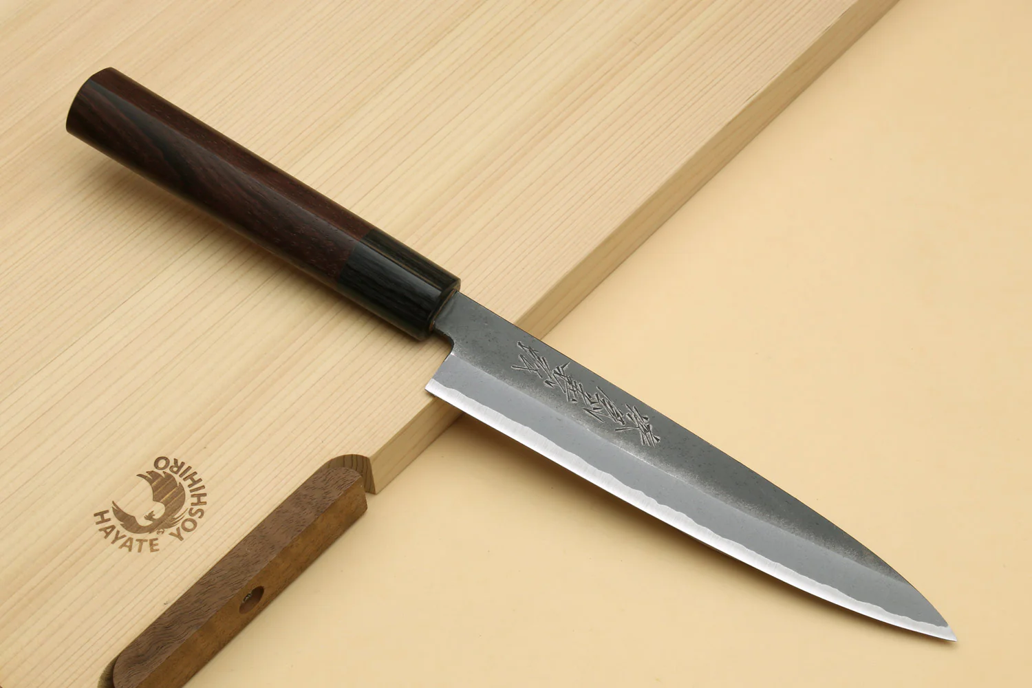 Yoshihiro Black Finish Blue Steel #2 Kurouchi Petty Shitan Handle with Magnolia Saya Cover - Image 3
