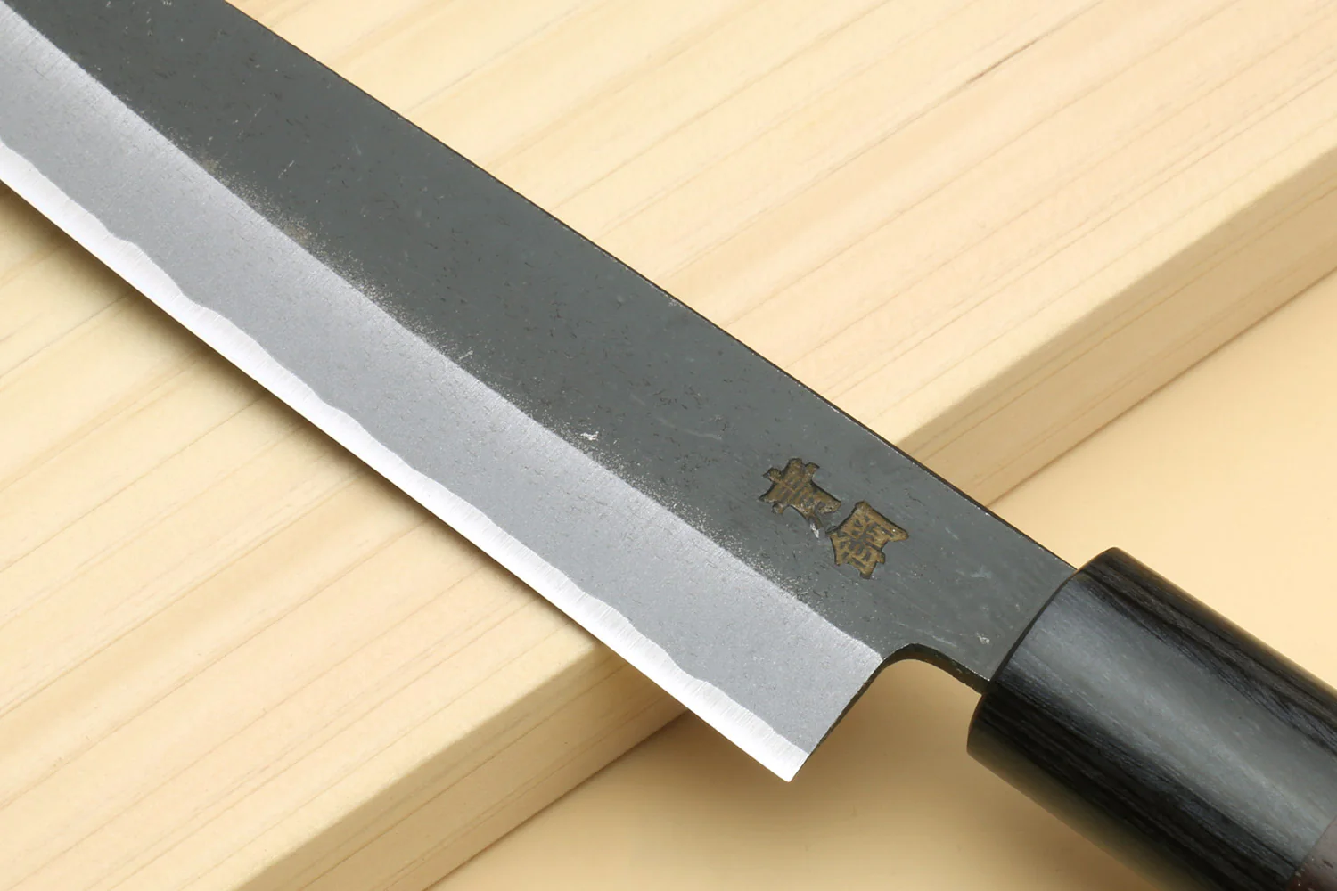 Yoshihiro Black Finish Blue Steel #2 Kurouchi Petty Shitan Handle with Magnolia Saya Cover - Image 4
