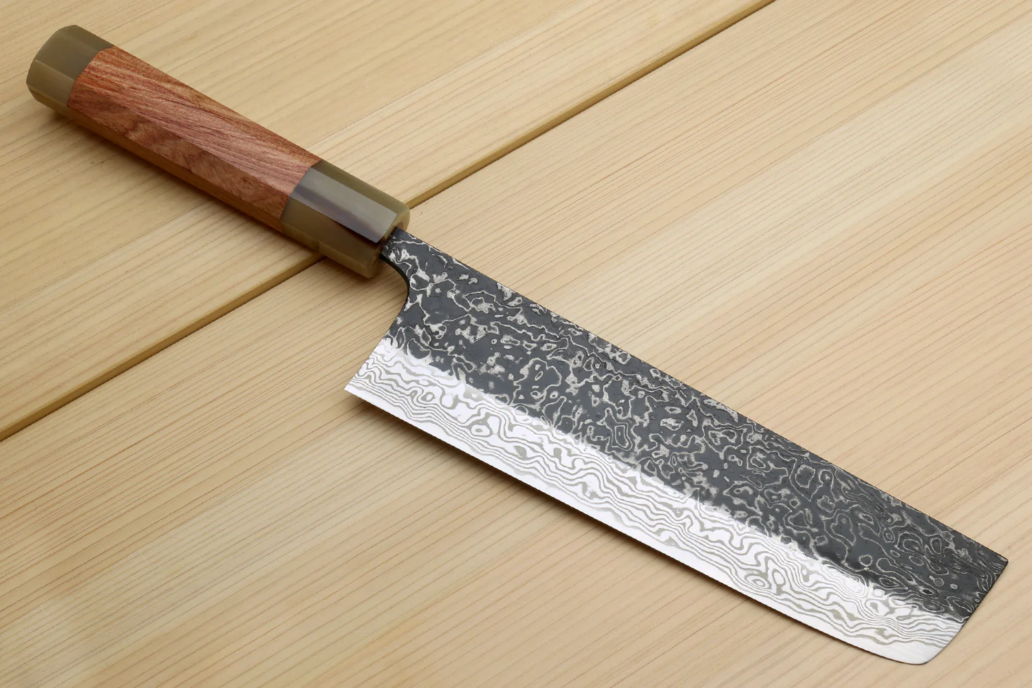 Yoshihiro Black-Forged High Performance SLD Damascus Steel Masashi Nakiri Vegetable knife Ironwood Handle - Image 2