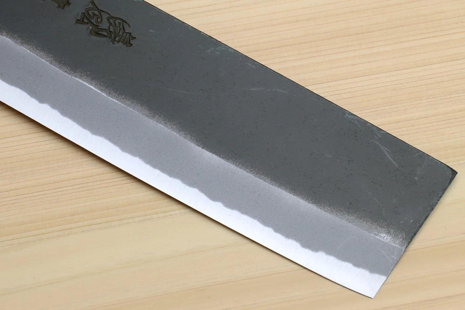 Yoshihiro Black Finish Blue Steel #2 Kurouchi Nakiri Traditional Japanese Vegetable Chopping Chef Knife 6.5" (165mm) D-Shape Shitan Handle - Image 5