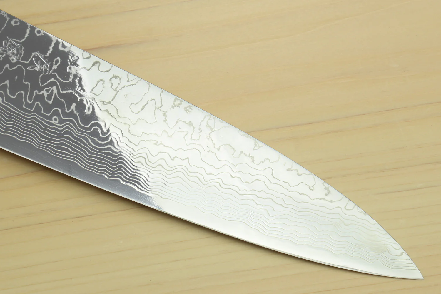 Yoshihiro Damascus SG2 (R2) Semi-Stainless Gyuto Chef Knife with Ocean Blue Handle (Blade Length 8.25" (210mm)) - Image 5