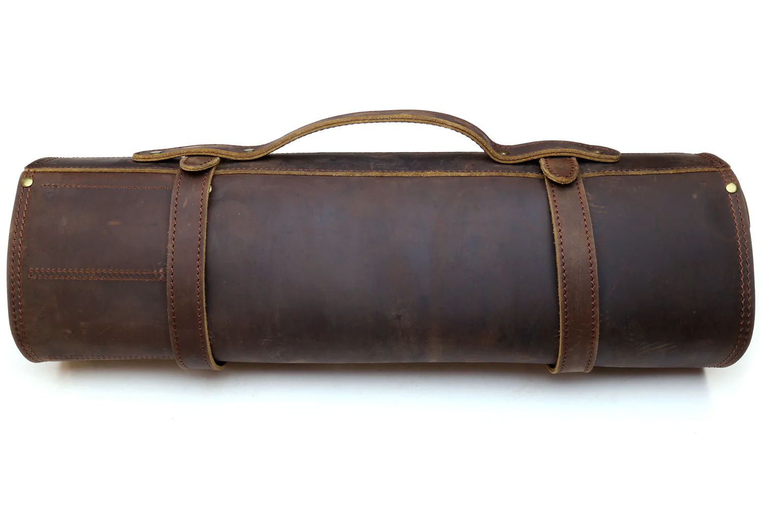 Yoshihiro Hayate Genuine Natural Leather Knife Culinary Roll Storage Bag Case Brown - Image 8