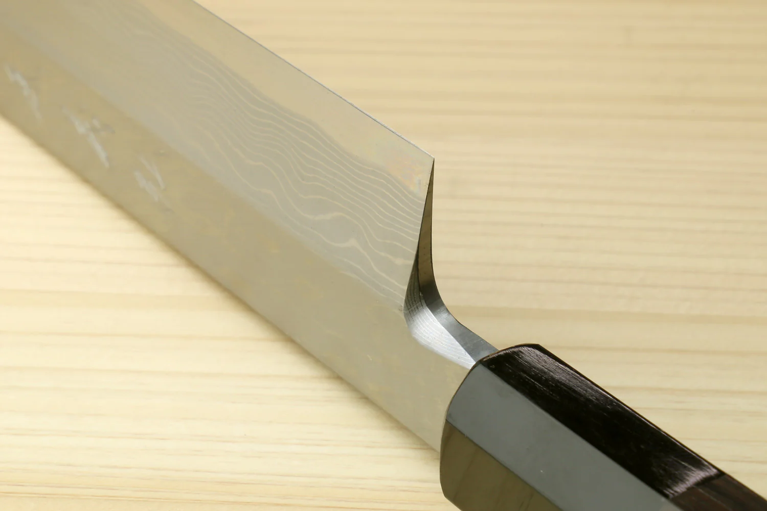 Yoshihiro Hayate Suminagashi Blue Steel #1 Yanagi Kiritsuke Sushi Sashimi Japanese Knife Ebony Handle - Image 6