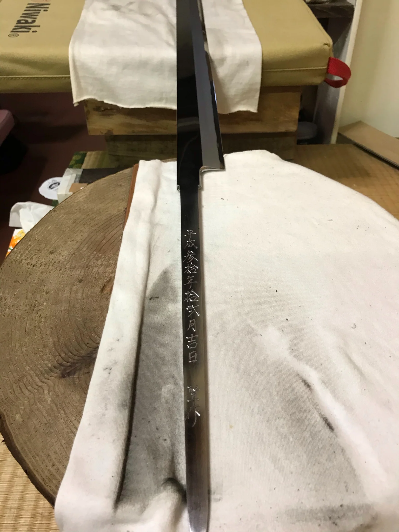 Yoshihiro Heisei Hongasumi Aoko Blue Steel #1 Single Edged Maguro Bocho Tuna Knife 29.5" (750mm) - Image 12