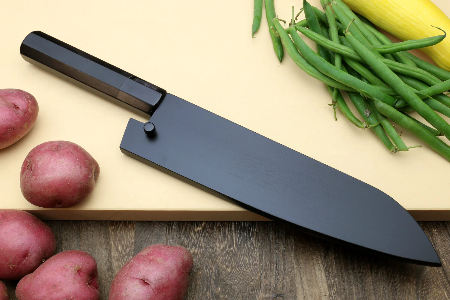 Yoshihiro High Carbon Blue Steel #2 Kurouchi Gyuto Japanese Multipurpose Knife with Ebony Wood Handle - Image 8