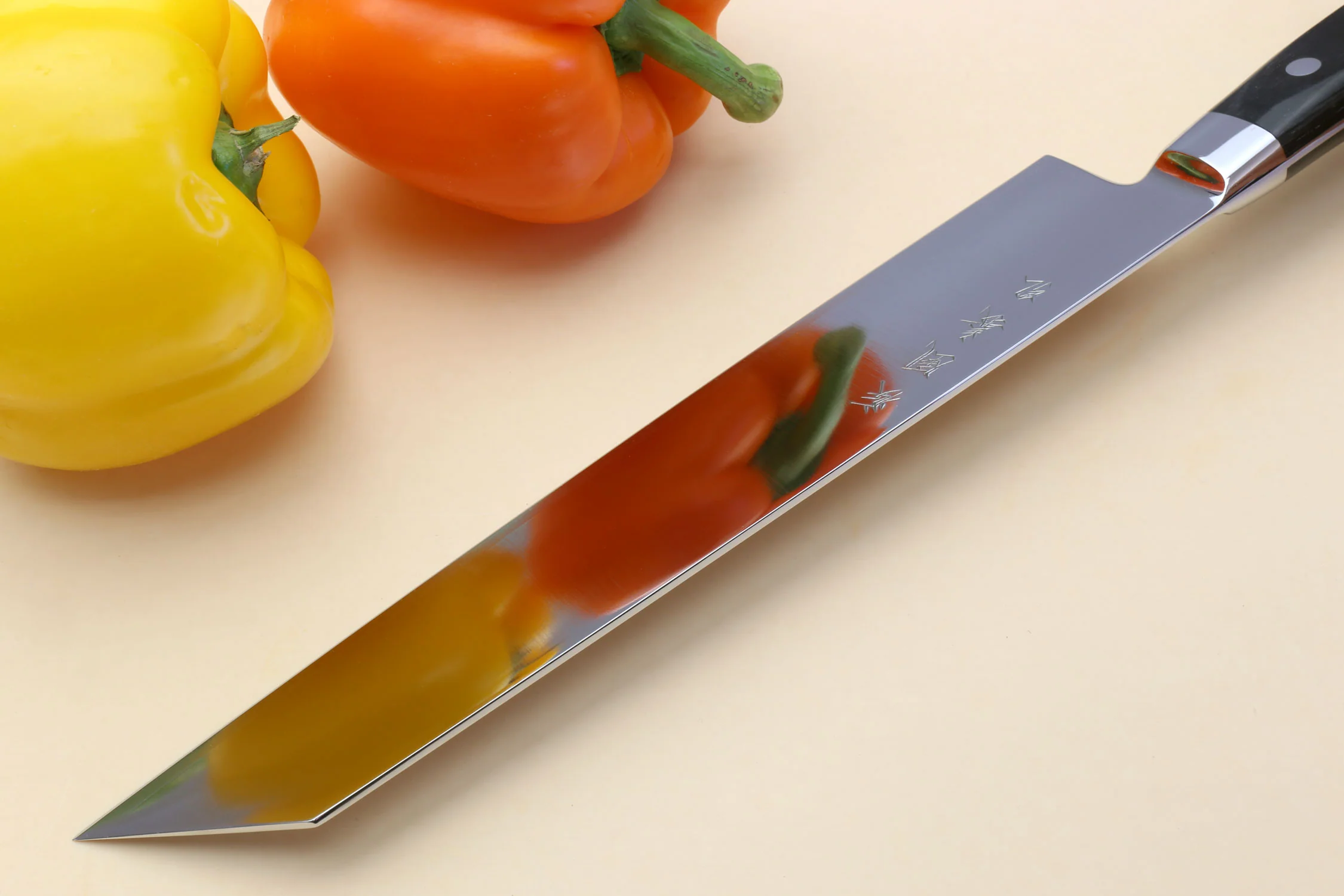 Yoshihiro High Speed Steel Kiritsuke Multipurpose Chefs Knife (Black Pakkawood Handle) - Image 4