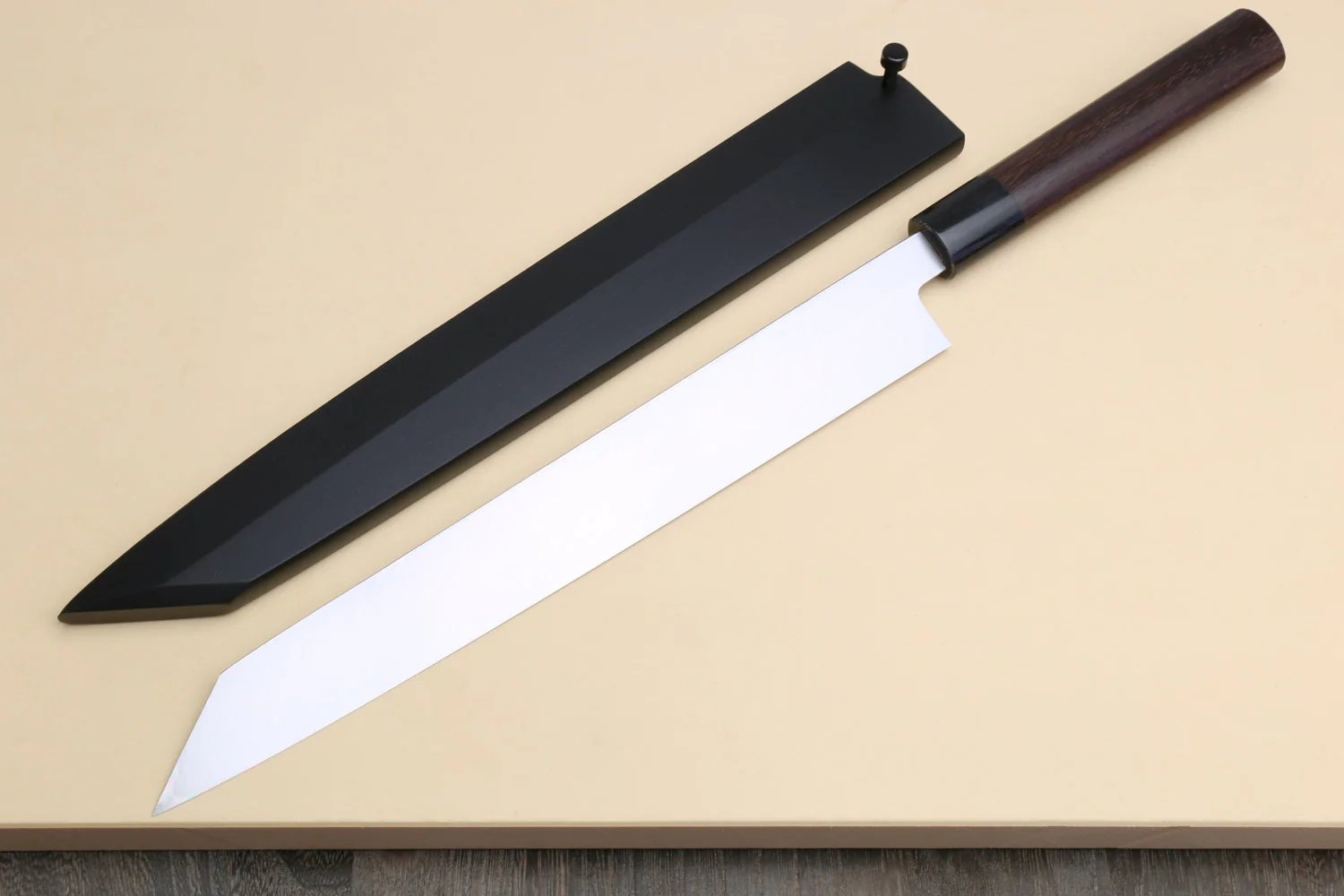 Yoshihiro Hongasumi White Steel Yanagi-Kiritsuke Sushi Sashimi Japanese Knife Rosewood Handle with Nuri Saya Cover - Image 2