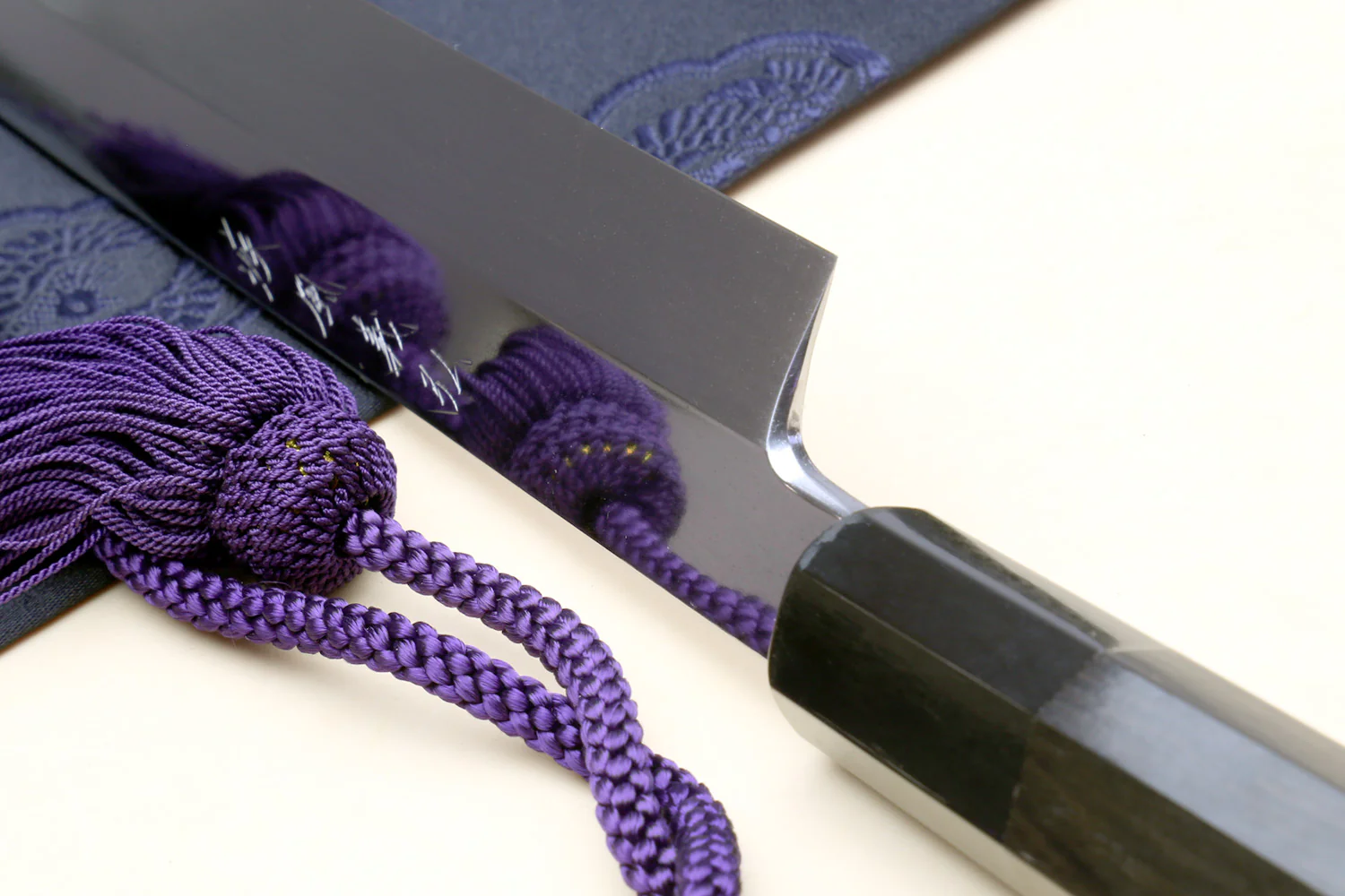 Yoshihiro Honyaki Aoko Blue Steel Mirror Finished Yanagi Sushi Sashimi Japanese knife with Ebony Handle - Image 2
