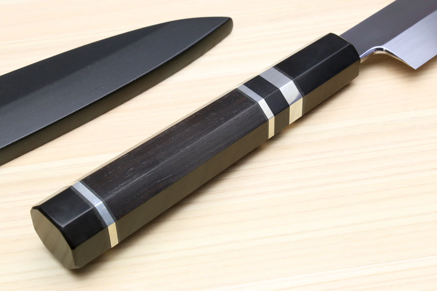 Yoshihiro Honyaki Aoko Blue Steel Mirror Finished Yanagi Sushi Sashimi Japanese knife with Triple Nickel Silver Ring Ebony Handle - Image 8