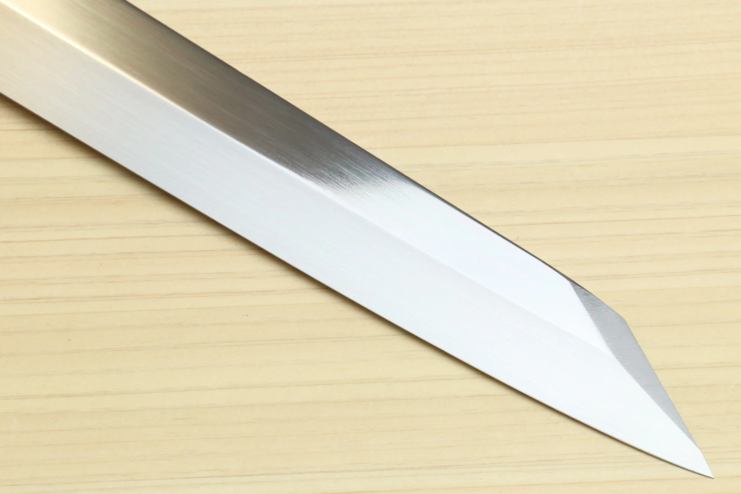 Yoshihiro Mizu Honyaki Mirror Finished Blue Steel Yanagi-Kiritsuke Sushi Sashimi Japanese Knife with Sterling Silver Ring Ebony Handle - Image 6