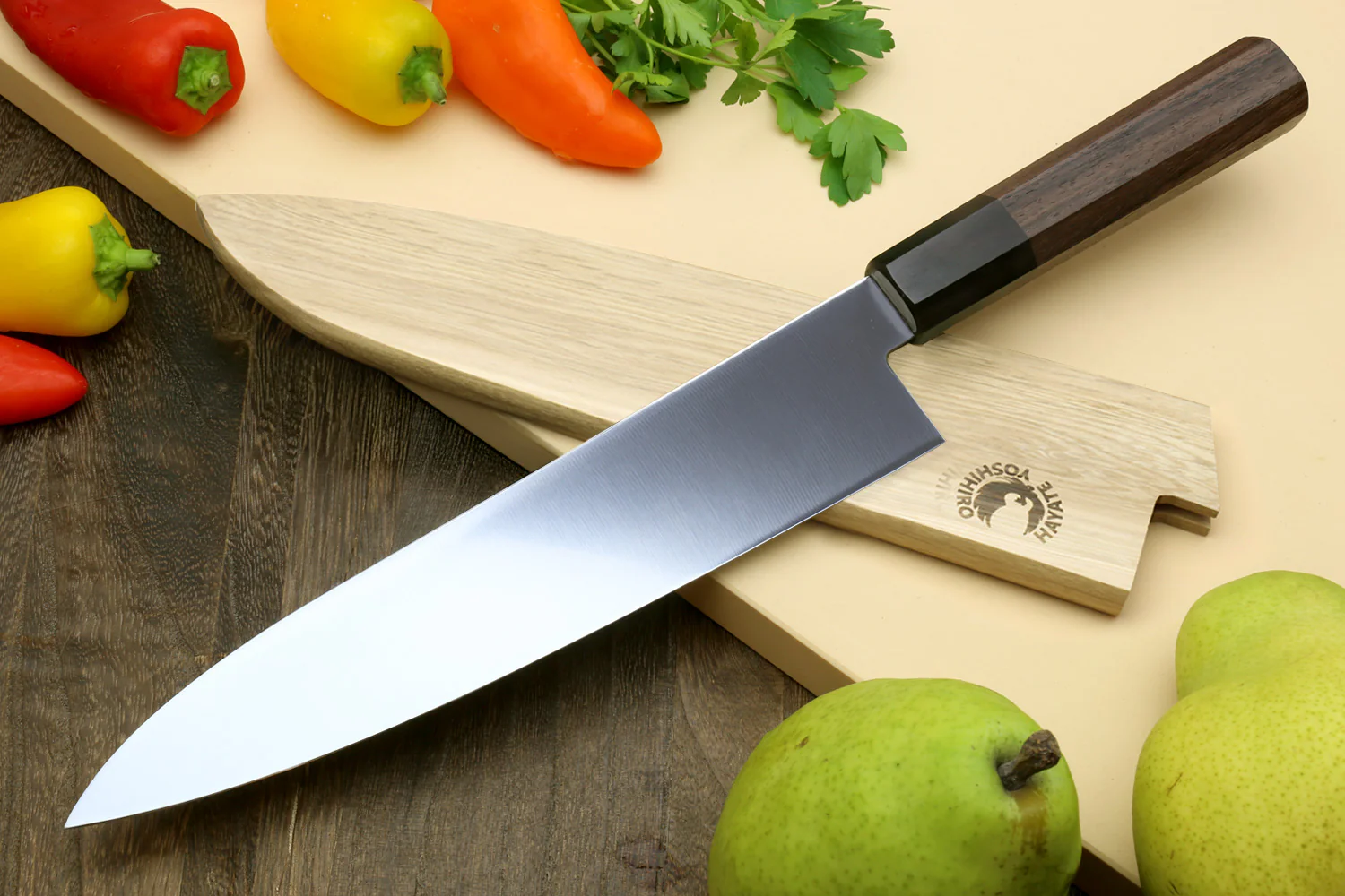 Yoshihiro AUS10 Ice Hardened Stainless Steel Gyuto Japanese Chef Knife Shitan Rosewood Handle - Image 4