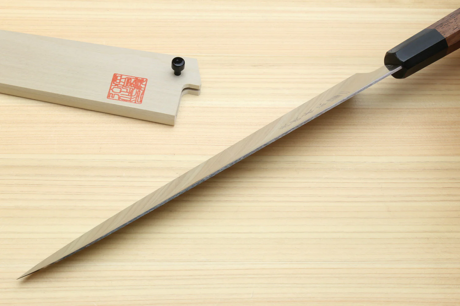 Yoshihiro Ice Hardened Stainless Steel Sujihiki Slicer Japanese Chef Knife Shitan Rosewood Handle - Image 6