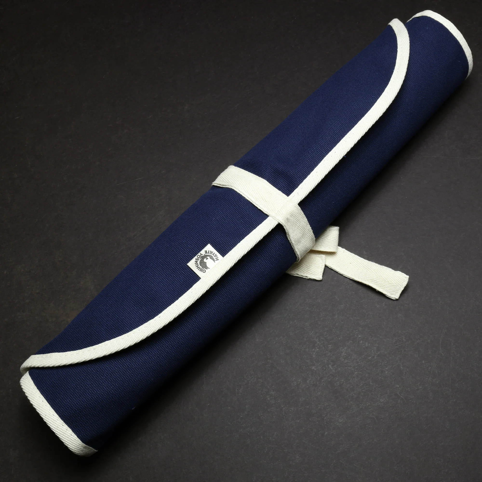 Yoshihiro Japanese Knife Cotton Pouch Bag Dark Navy Color (6 Slots) - Image 3