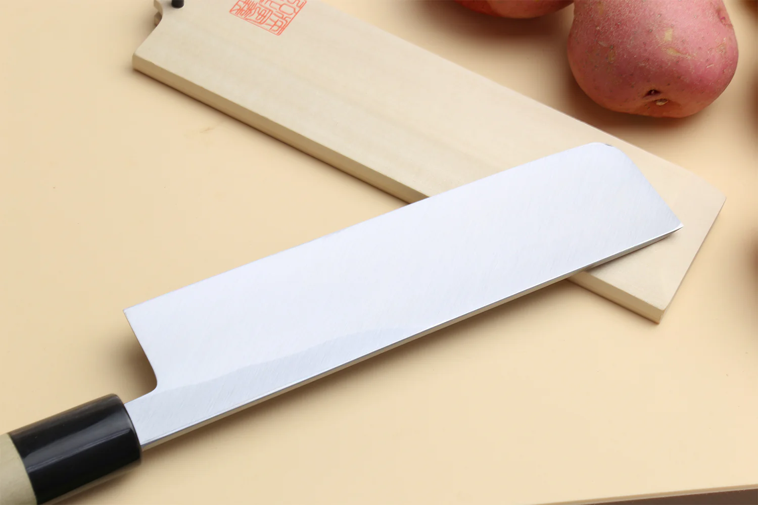 Yoshihiro Kasumi White Steel Edo Usuba Traditional Japanese Vegetable Chopping Chef Knife, Magnolia Handle - Image 2