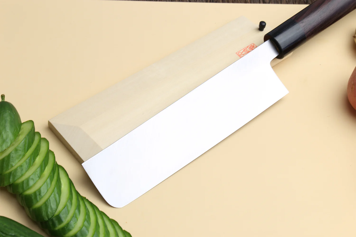 Yoshihiro Kasumi White Steel Edo Usuba Traditional Japanese Vegetable Chopping Chef Knife, Rosewood Handle - Image 3