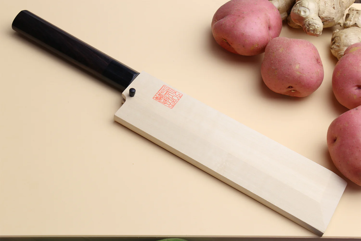 Yoshihiro Kasumi White Steel Edo Usuba Traditional Japanese Vegetable Chopping Chef Knife, Rosewood Handle - Image 5
