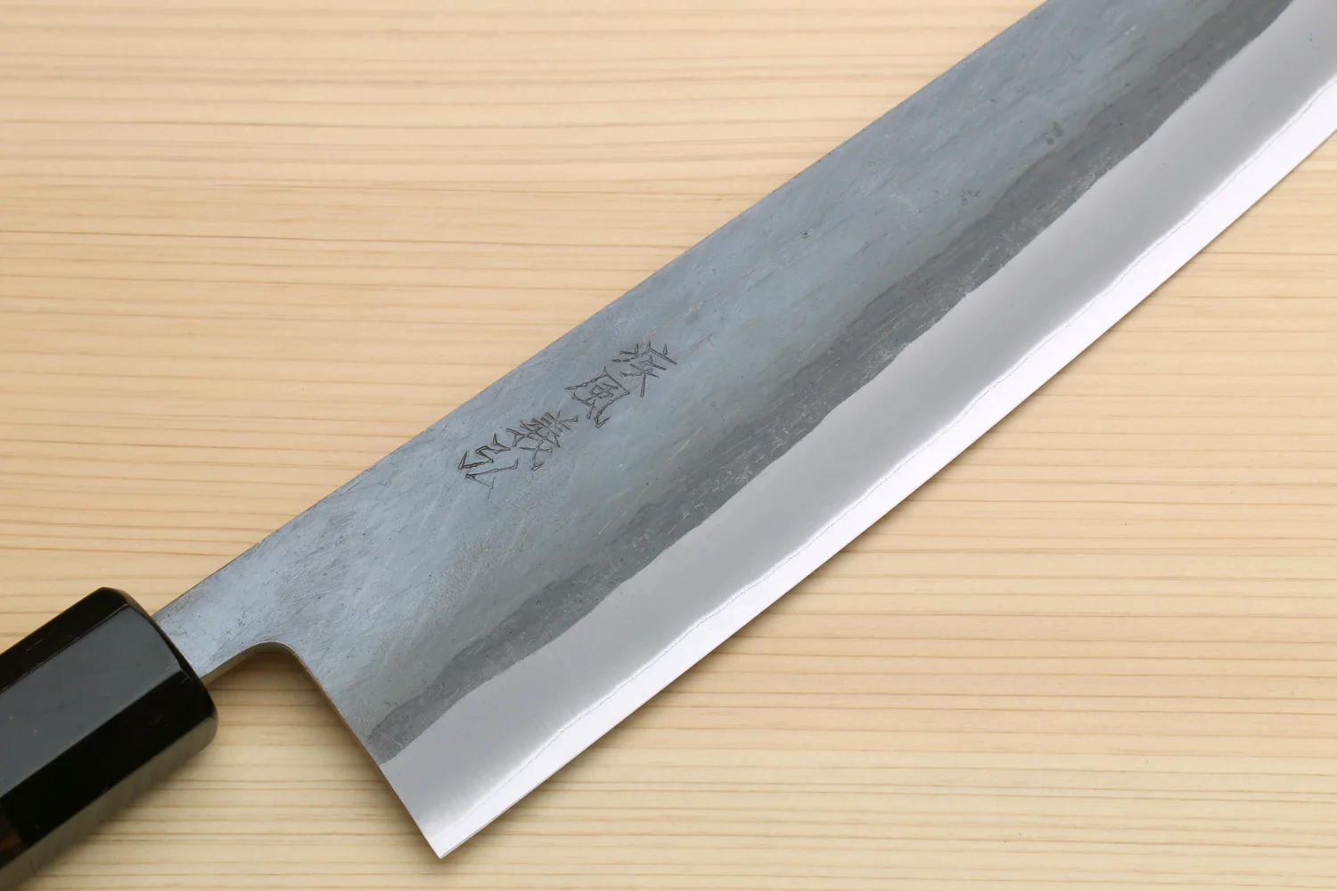Yoshihiro Kurouchi Black-Forged Blue Steel Stainless Clad Kiritsuke Multipurpose Chef Knife (Ebony Handle) - Image 3