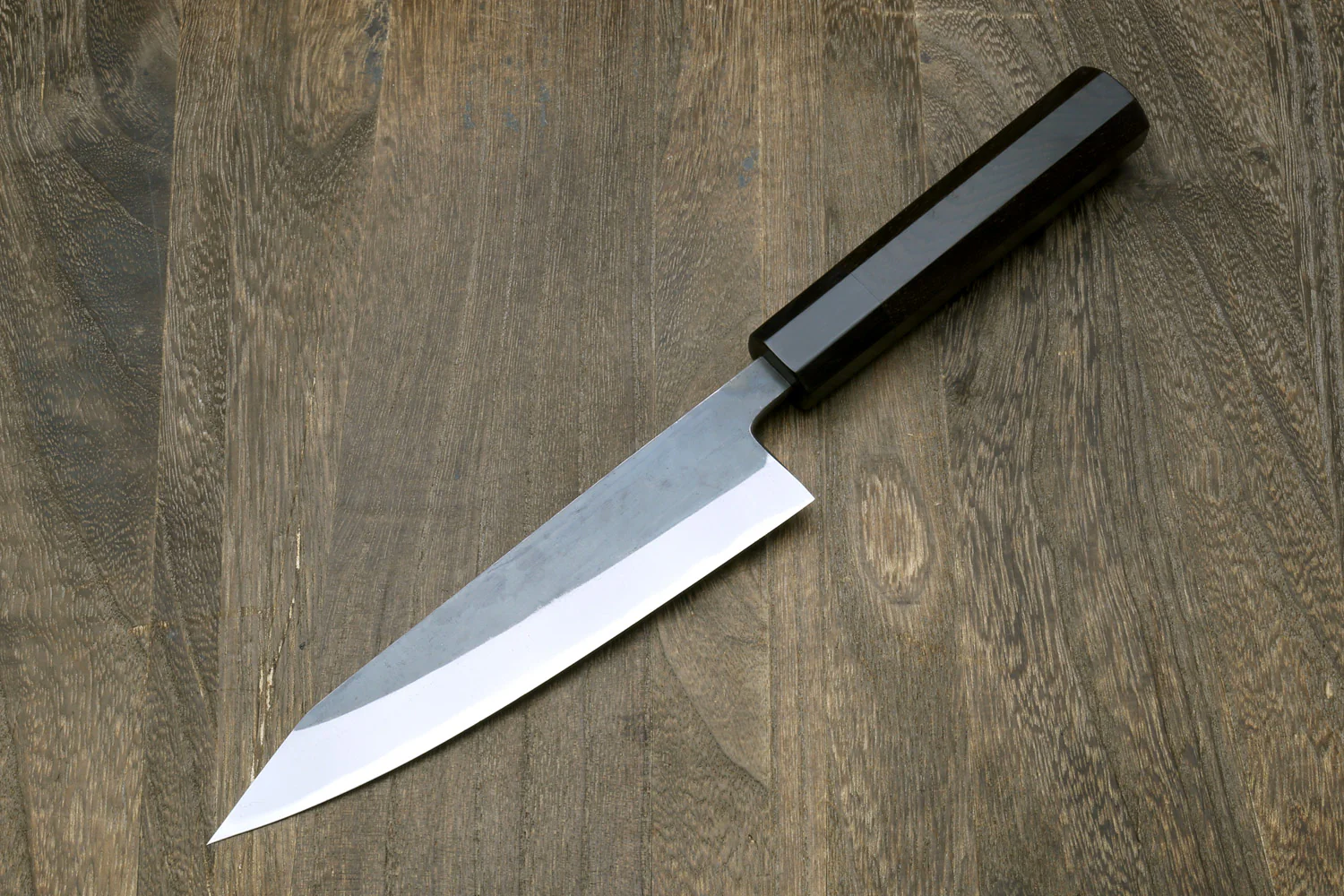 Yoshihiro Kurouchi Black-Forged Blue Steel Stainless Clad Petty-Kiritsuke Knife Ebony wood Handle - Image 2