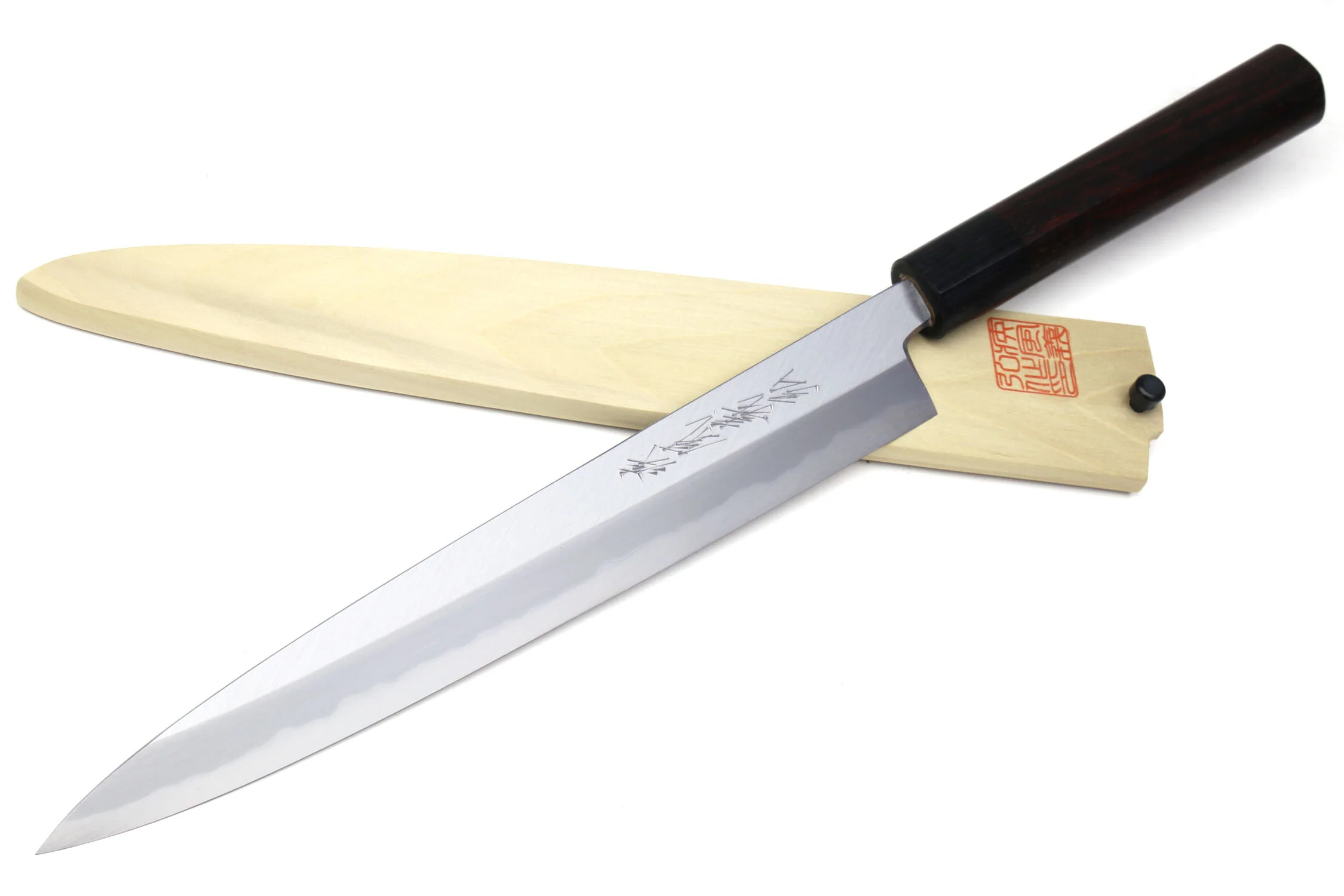 Yoshihiro Left Handed Kasumi White Steel Yanagi Sushi Sashimi Japanese Knife Shitan Handle - Image 8