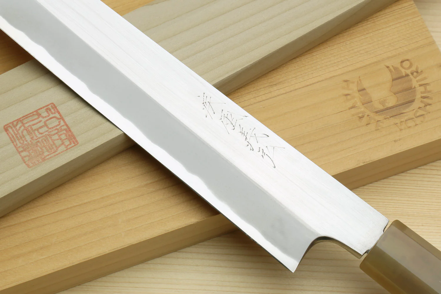 Yoshihiro Left Handed Masashi Hongasumi White Steel Yanagi Sushi Sashimi Japanese Knife Ebony Handle - Image 3