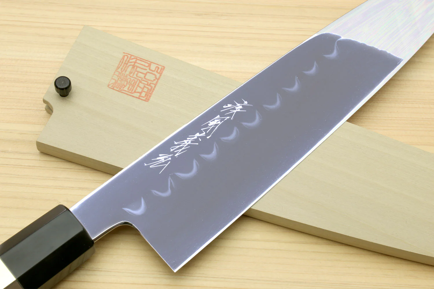 Yoshihiro Mizu Honyaki Shiroko White Steel #2 Mirror Polished Namiukashi Gyuto Japanese Chef Knife with Triple Nickel Silver Ring Ebony Handle - Image 3