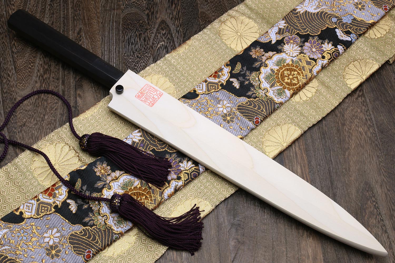 Yoshihiro Mizu Honyaki White Steel #1 Mirror-Finished Namiukashi Yanagi Ebony Handle - Image 9