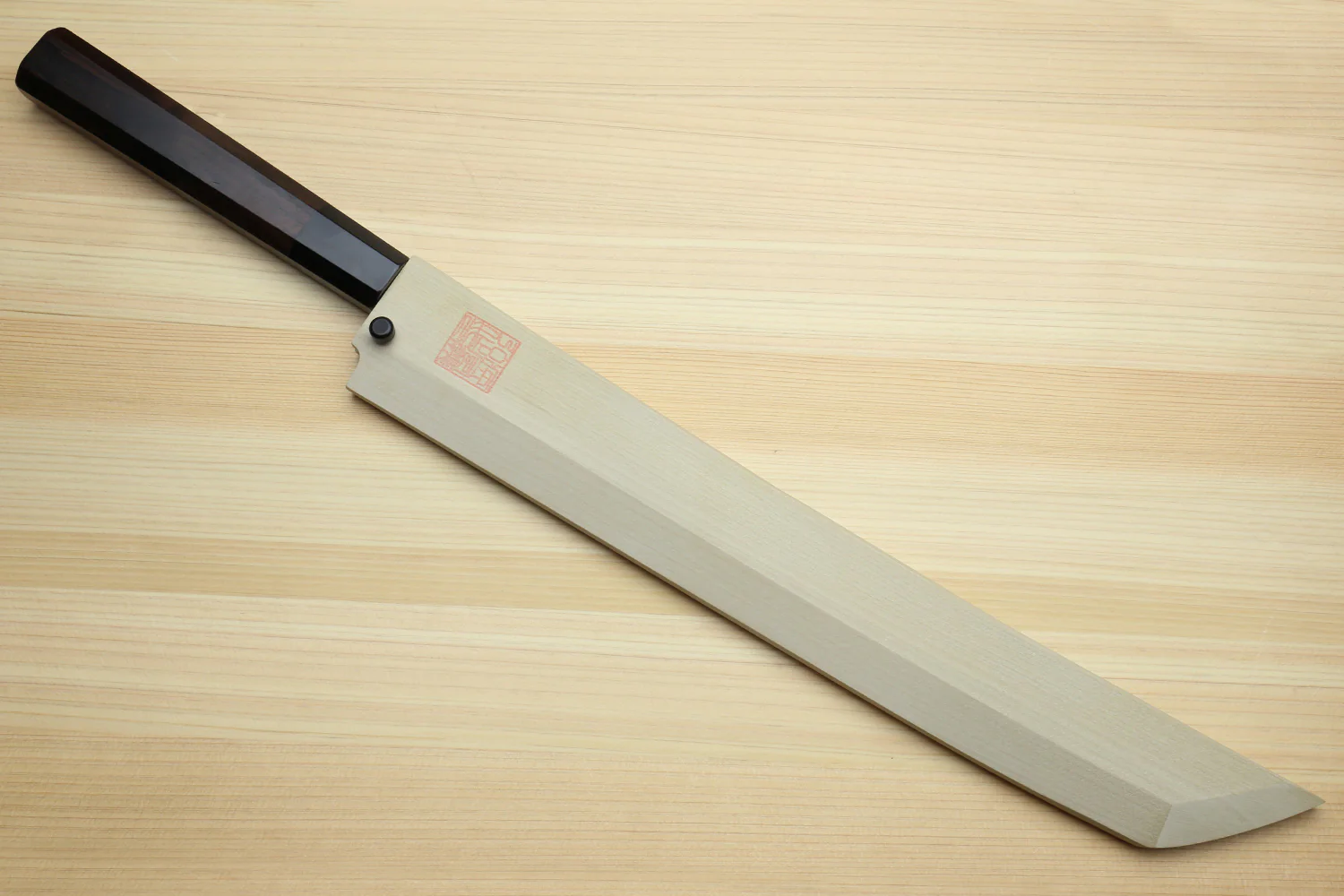 Yoshihiro Mizu Honyaki White Steel #1 Two Sided Mirror-Finished Mt. Fuji Namiukashi Sakimaru Takobiki Premium Ebony Handle - IKEDA Limited Edition (with Magnolia Saya) - Image 7