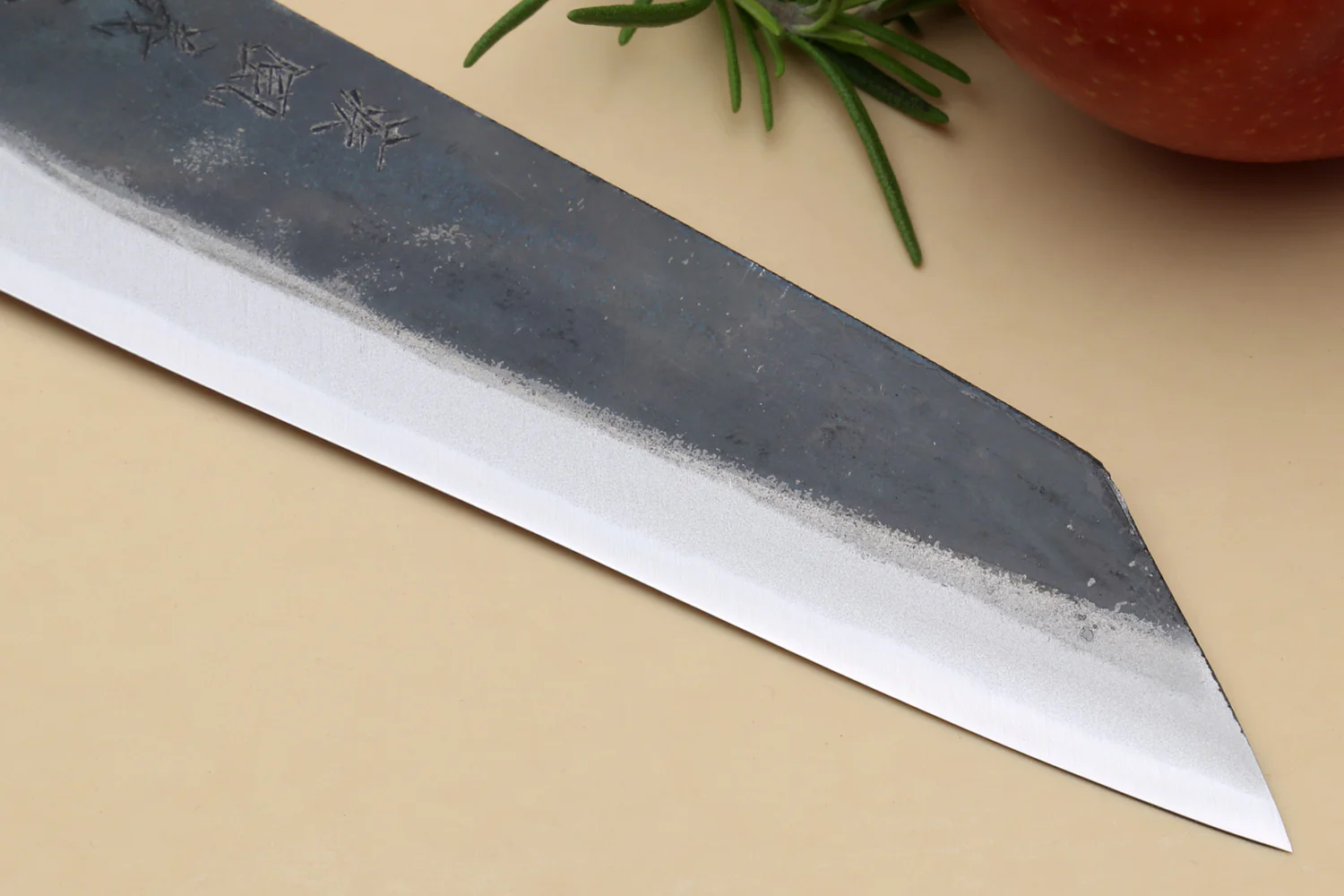 Yoshihiro Mizu Yaki Blue High Carbon Steel #1 Kurouchi Petty Kiritsuke Japanese Utility Knife Shitan Handle - Image 7