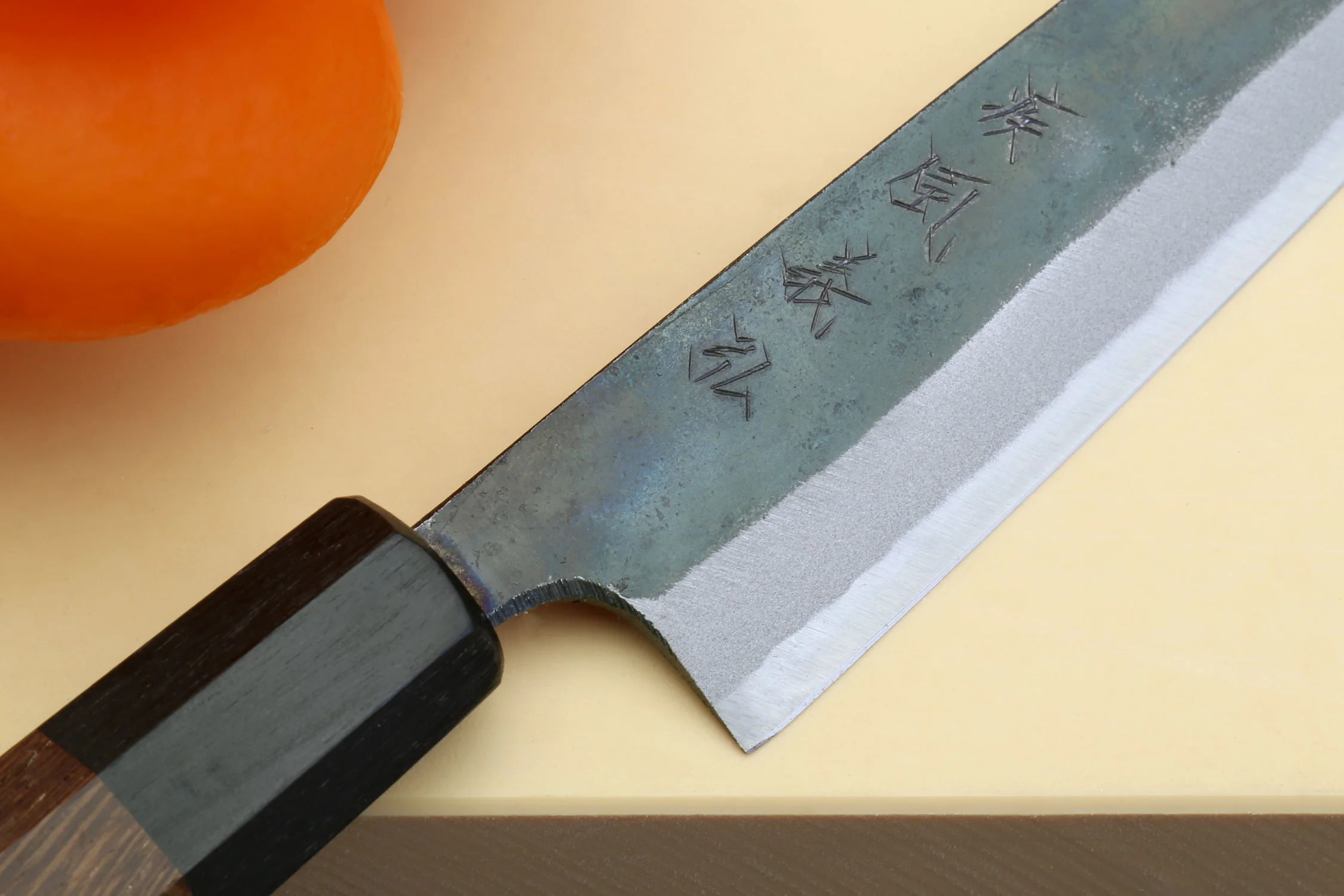 Yoshihiro Mizu Yaki Blue High Carbon Steel #1 Kurouchi Petty Japanese Utility Knife Shitan Handle - Image 4