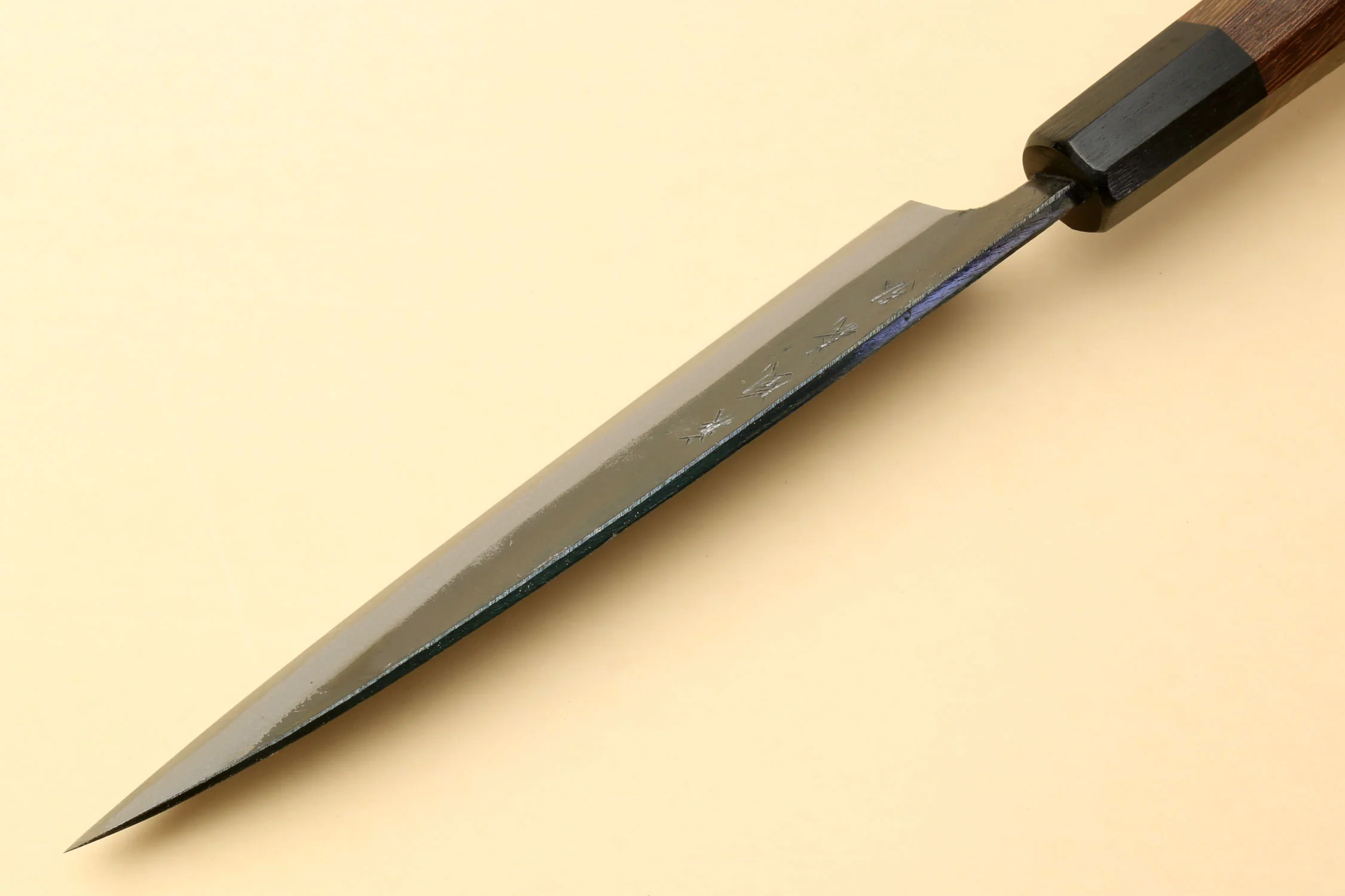 Yoshihiro Mizu Yaki Blue High Carbon Steel #1 Kurouchi Petty Japanese Utility Knife Shitan Handle - Image 7
