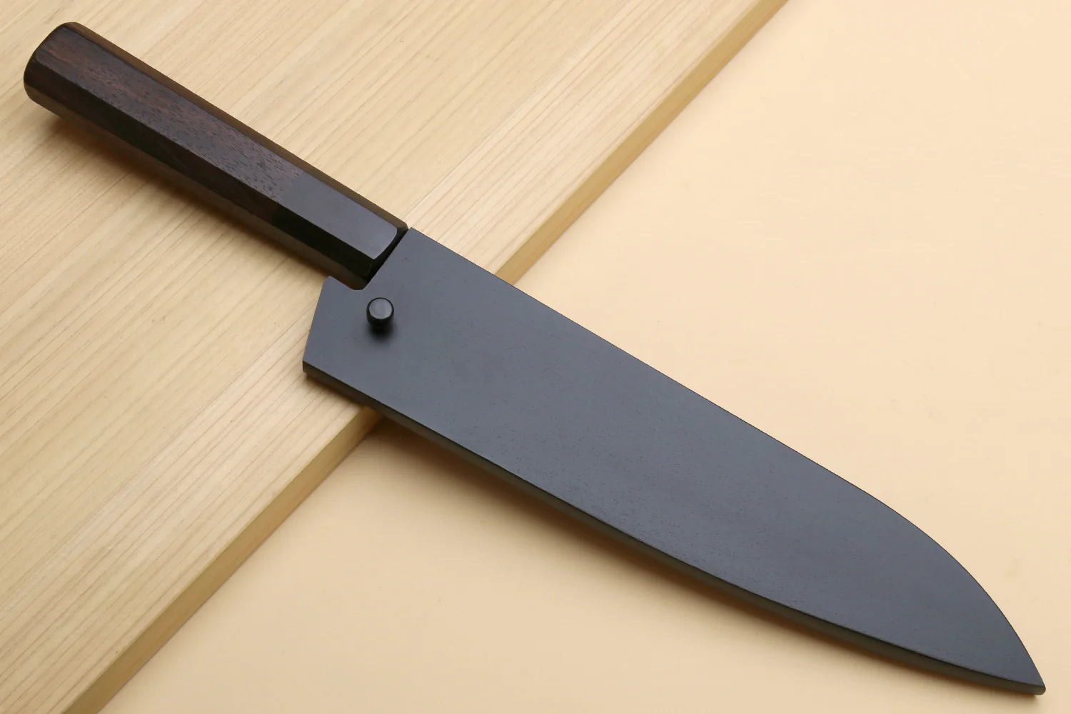 Yoshihiro Mizu Yaki Blue High Carbon Steel #1 Kurouchi Utility-Kiritsuke Japanese Knife Shitan Handle - Blade Length: 7"(180mm) - Image 9