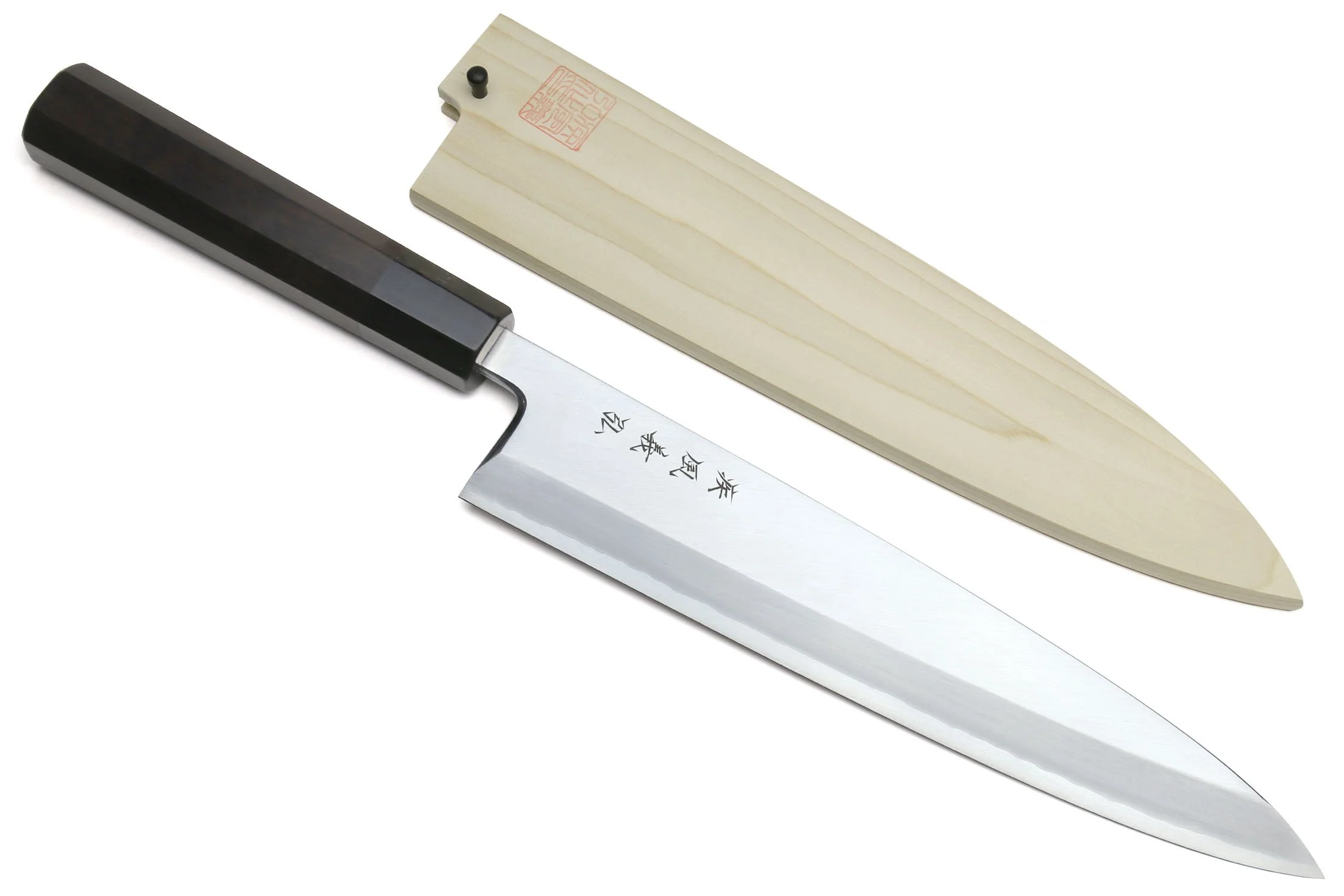 Yoshihiro Mizu Yaki Ginsan Semi-Stainless Mioroshi Japanese Fish Filet Knife Ebony Handle - Image 10