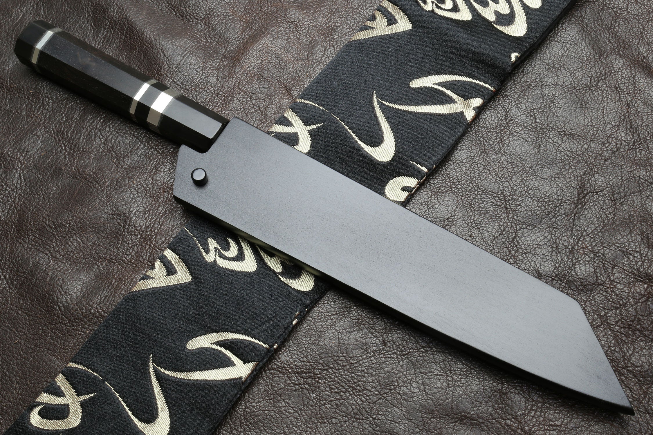 Yoshihiro Mizu Yaki Honyaki Shiroko White Steel #2 Mirror Polished Kiritsuke Japanese Multipurpose Knife with Triple Nickel Silver Ring Ebony Handle  240mm (9.5") - Image 7