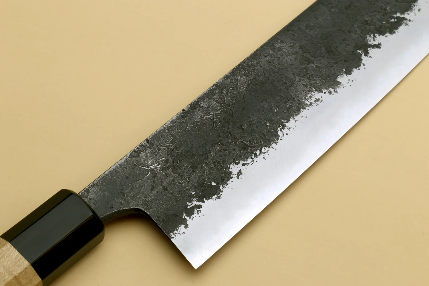Yoshihiro Nashiji High Carbon White Steel MAZAKI Nakiri Japanese Vegetable Knife with Camphor Handle - Image 4