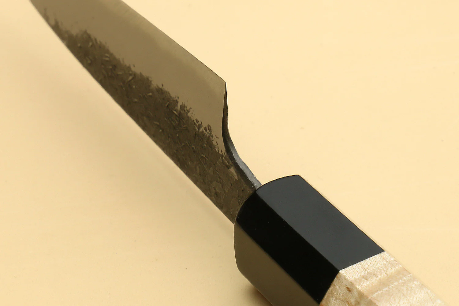 Yoshihiro Nashiji High Carbon White Steel MAZAKI Paring Japanese Peeling Knife 3.5" (90mm) with Camphor Handle - Image 5