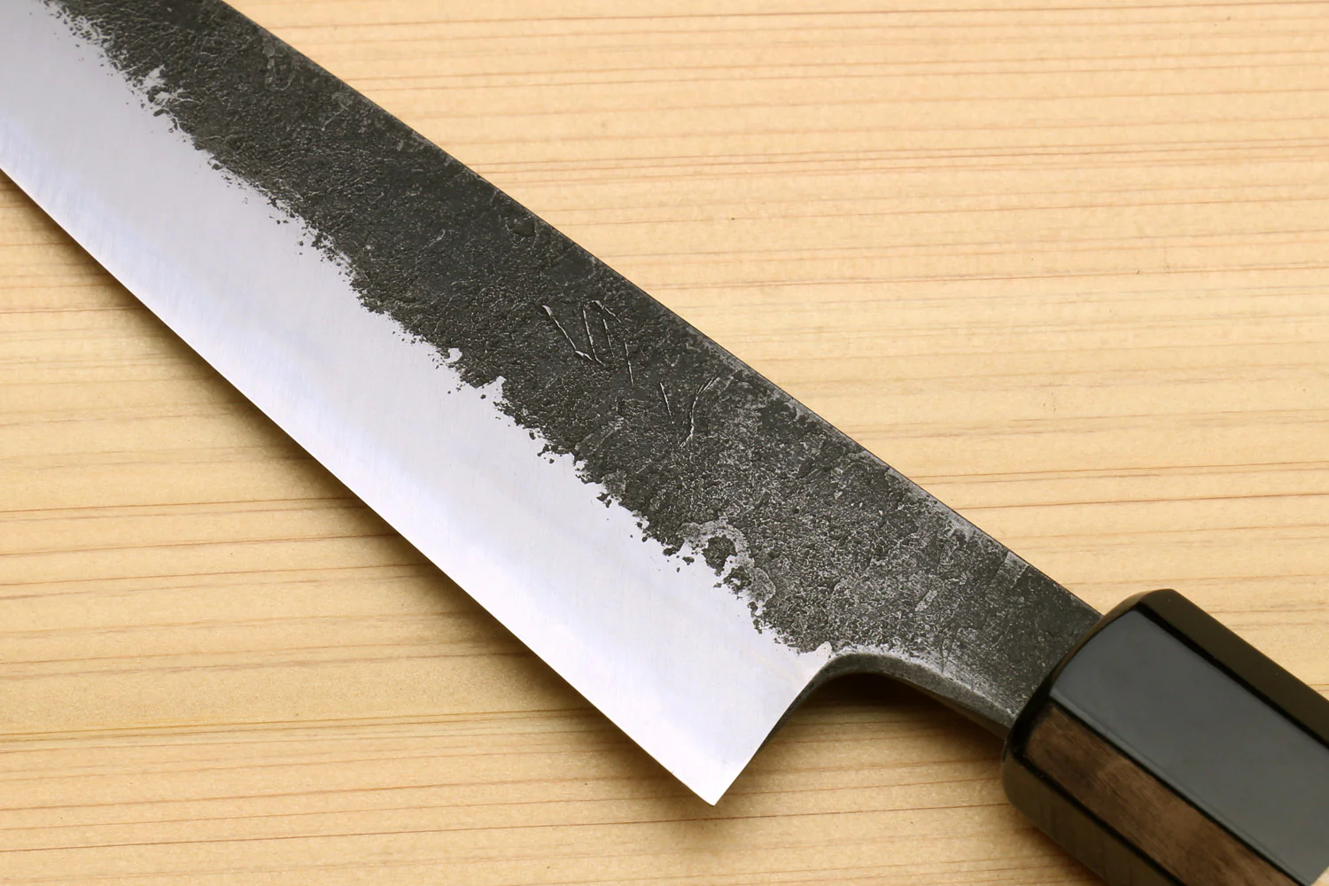 Yoshihiro Nashiji High Carbon White Steel MAZAKI Petty Utility Japanese Chefs Knife with Camphor Handle - Image 5