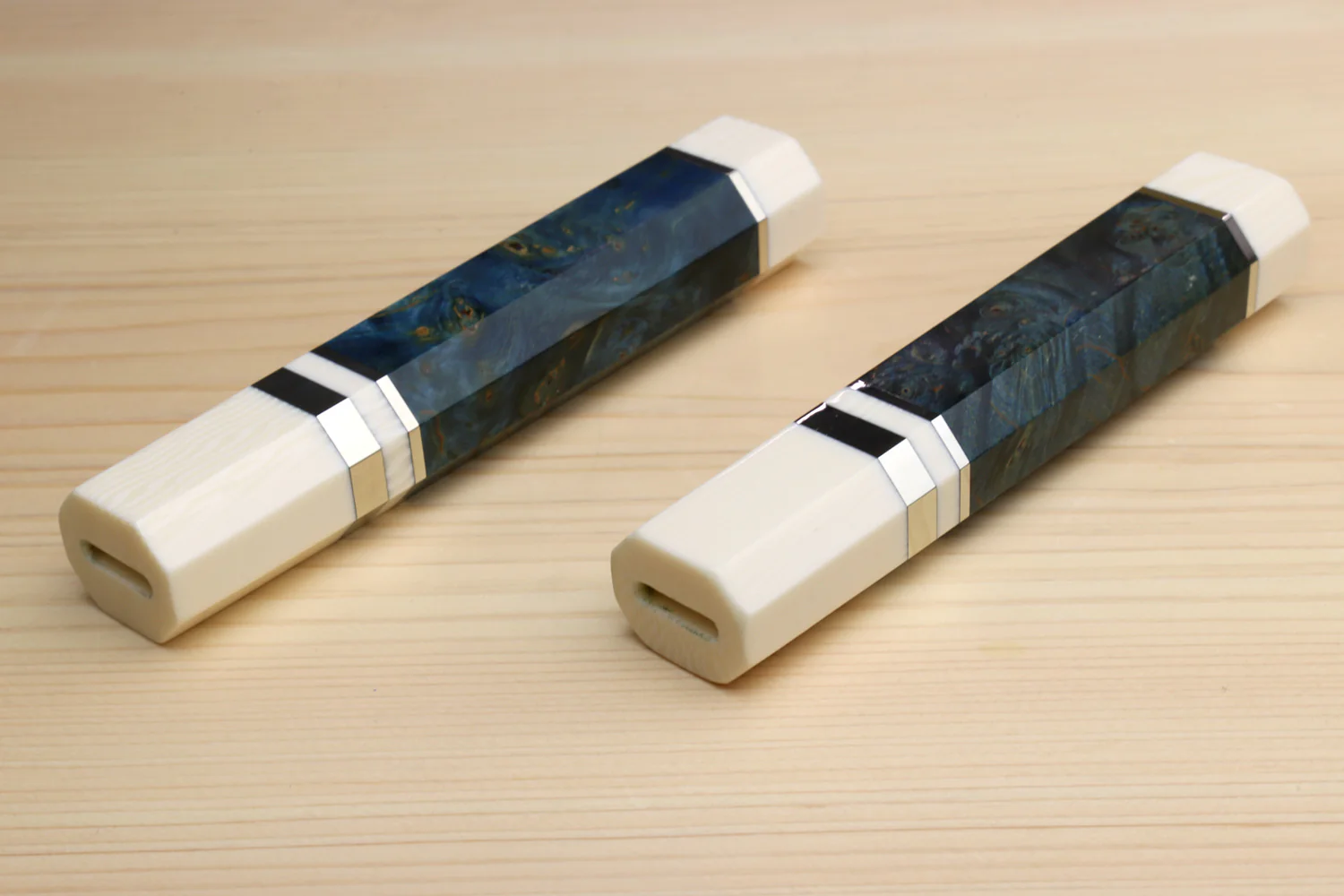 Yoshihiro Ocean Blue Handle with Alternative Ivory White Bolster for Gyuto Chef Knife - Image 3