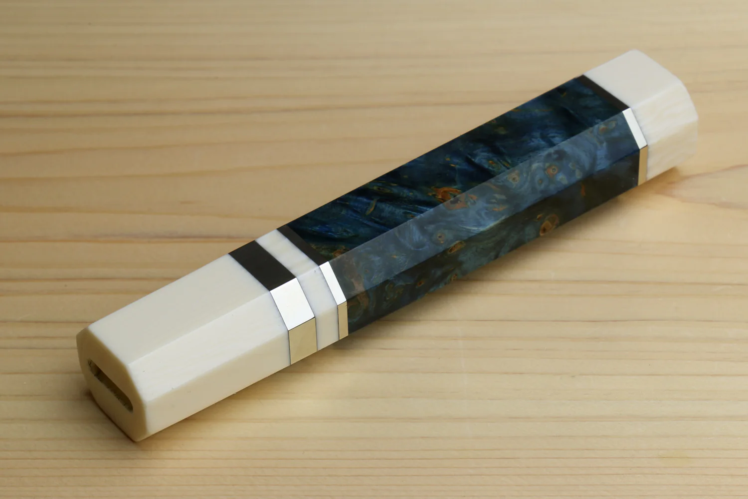 Yoshihiro Ocean Blue Handle with Alternative Ivory White Bolster for Gyuto Chef Knife - Image 5