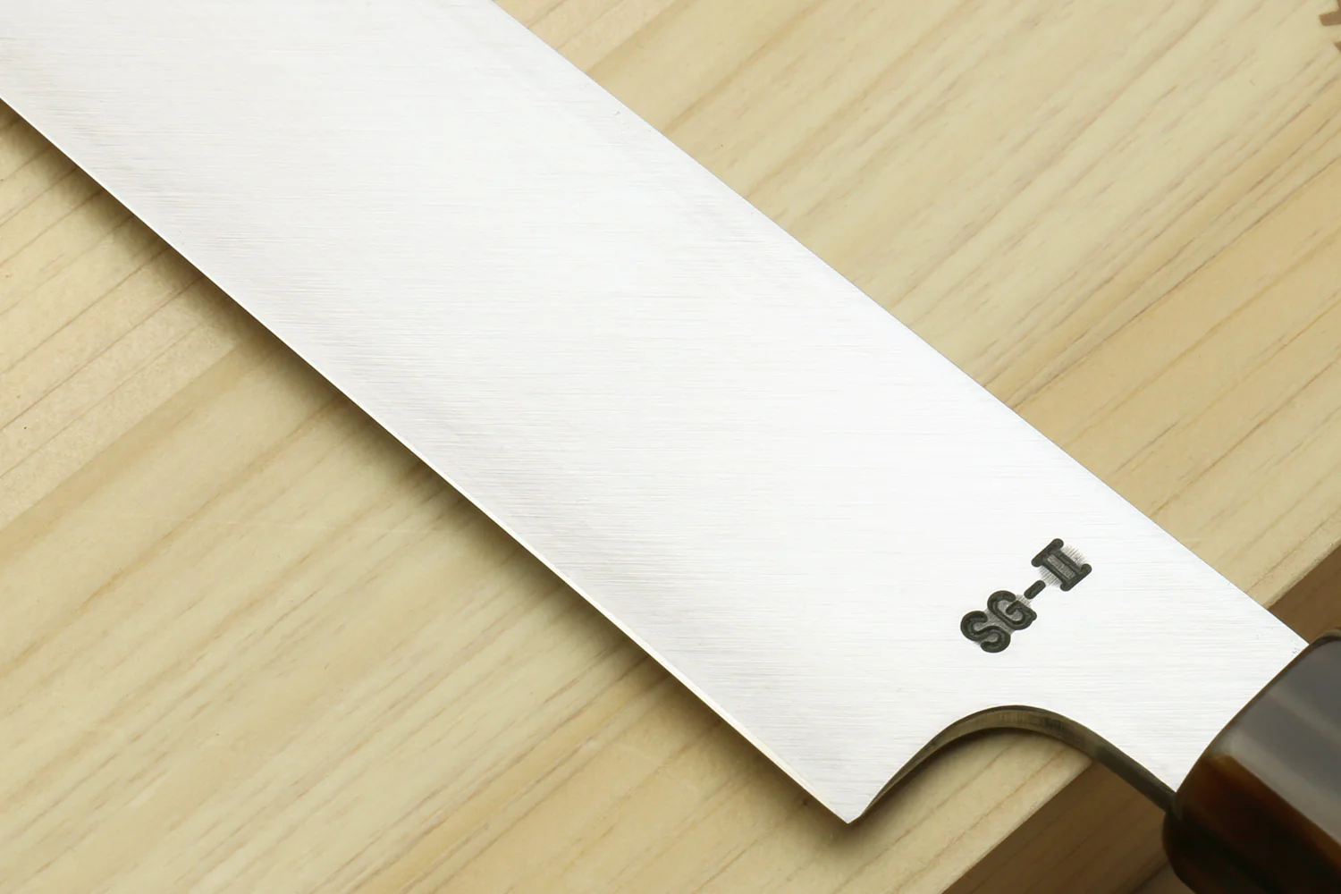 Yoshihiro SG-2 (R-2) Semi-Stainless Steel Mirror Polished Yanagi Kiritsuke Sashimi Knife, Triple Ring Ebony Handle - Image 4