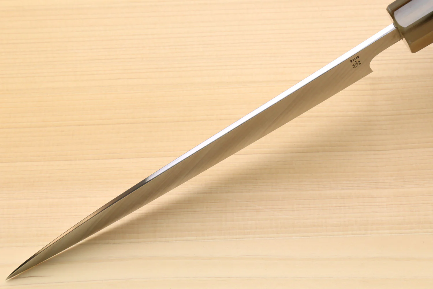 Yoshihiro SG-II (R-2) Semi-Stainless Petty Utility Knife Triple Ring Stabilized Maple Burl Handle - Image 6