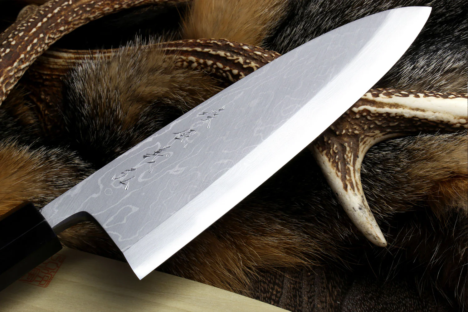 Yoshihiro Suminagashi Blue Steel #1 Deba fish fillet Chef knife, Ebony Handle - Image 3