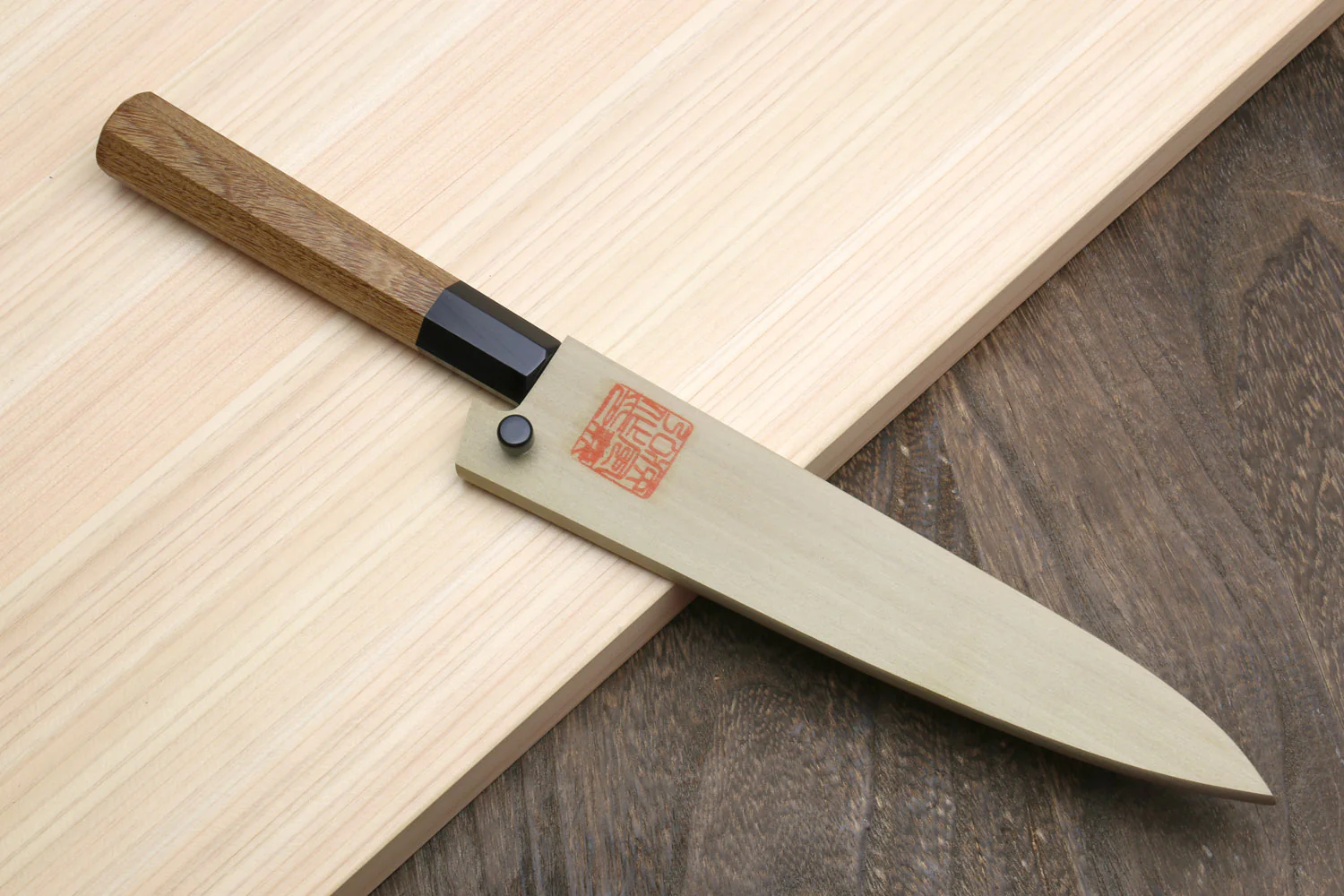 Yoshihiro VG-1 Gold Stainless Steel Petty Japanese Utility Knife Ambrosia Handle with Saya Cover - Image 7