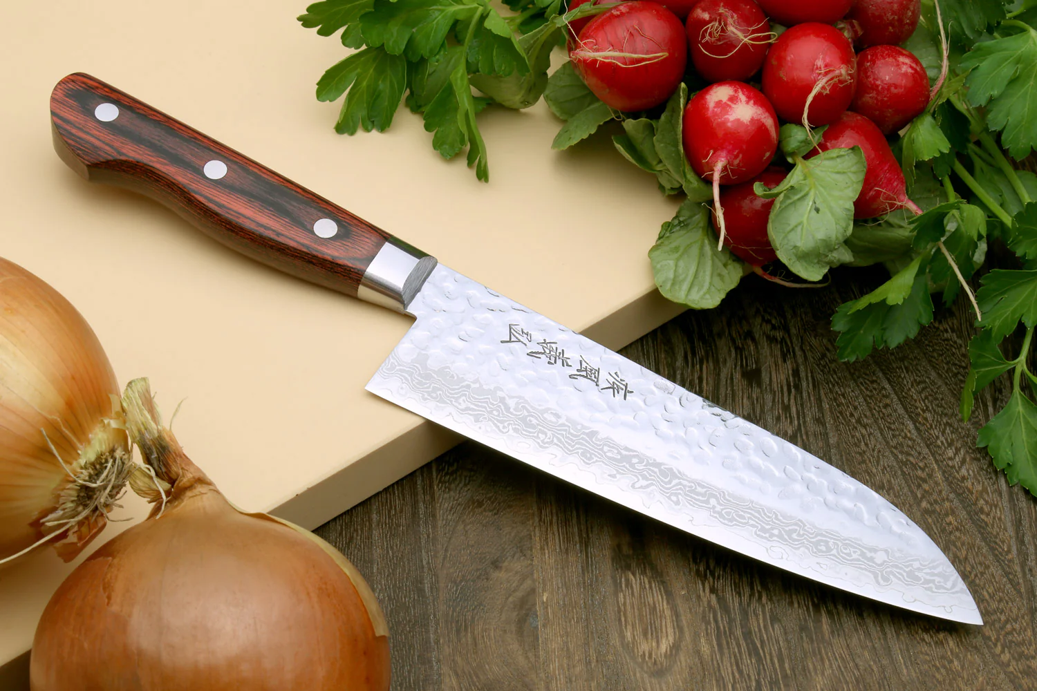 Yoshihiro VG-10 16 Layer Damascus Knife 6PC Set (2 Gyuto, Petty, Sujihiki, Santoku, Nakiri) - Image 4